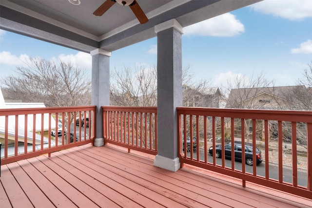 deck featuring ceiling fan