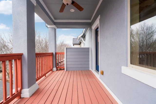 deck featuring ceiling fan