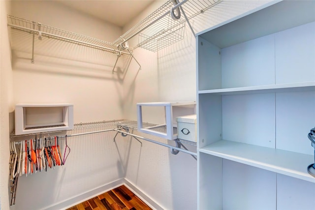 walk in closet featuring dark hardwood / wood-style floors