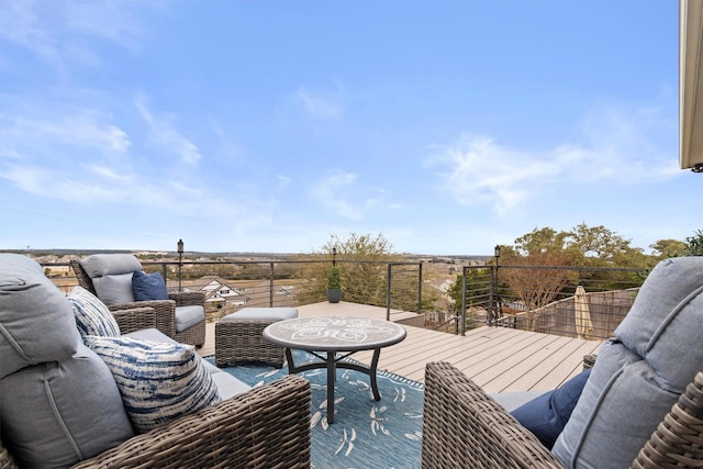 deck featuring an outdoor living space