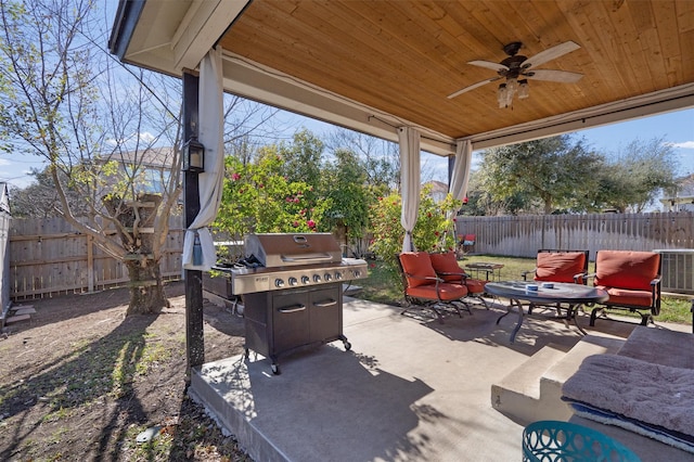 view of patio / terrace with ceiling fan