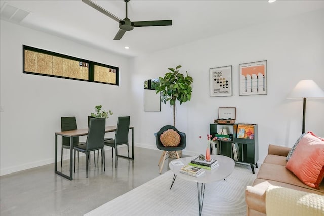 612 Irma Dr Unit 2, Austin, TX 78752 - living area with ceiling fan, concrete floors, recessed lighting, and baseboards