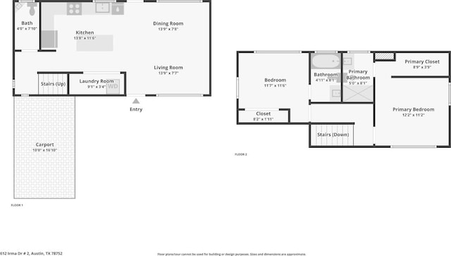 612 Irma Dr Unit 2, Austin, TX 78752 - home floor plan