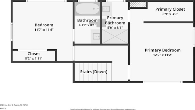 612 Irma Dr Unit 2, Austin, TX 78752 - room layout