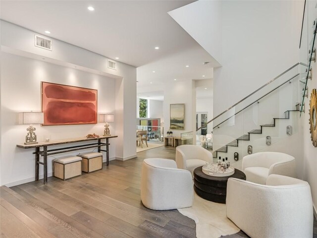 living room featuring wood-type flooring