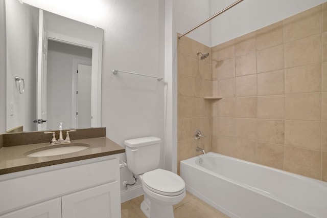 full bathroom with vanity, toilet, and tiled shower / bath combo