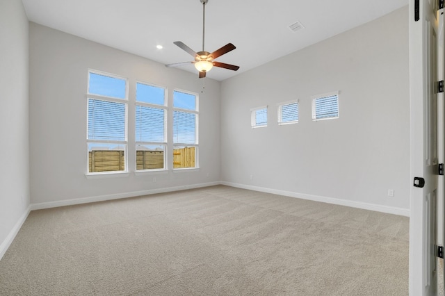 17604 Arend Path, Pflugerville, TX 78660 - spare room with light colored carpet, baseboards, a ceiling fan, and recessed lighting