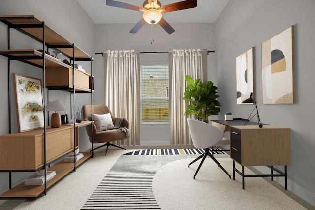 17604 Arend Path, Pflugerville, TX 78660 - carpeted home office with ceiling fan and baseboards