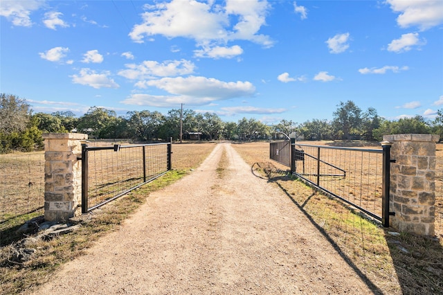 view of street with a rural view