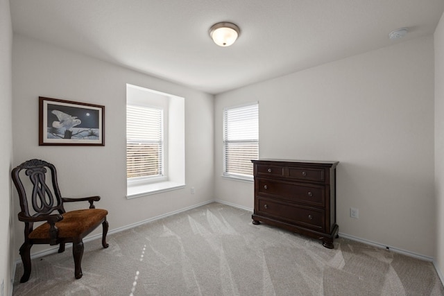 sitting room with light carpet