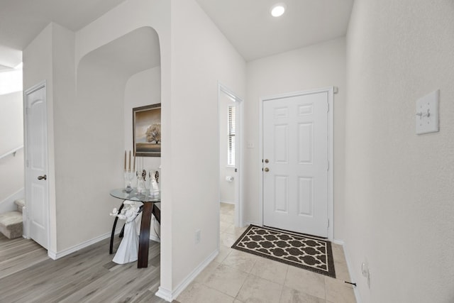 17106 Gibbons Path, Round Rock, TX 78664 - entryway featuring baseboards, recessed lighting, and light wood-style flooring