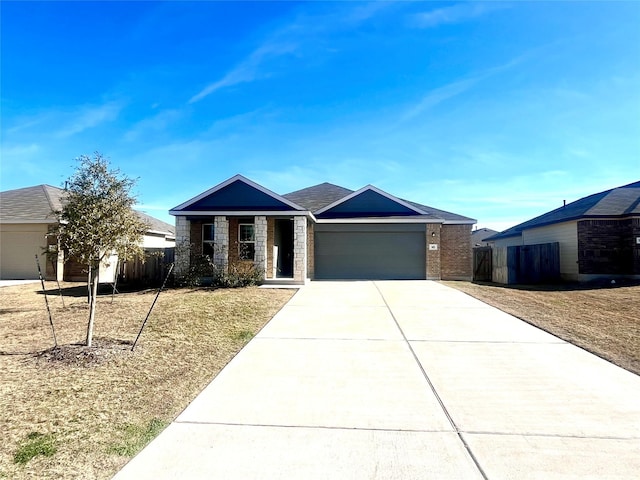 single story home with a garage