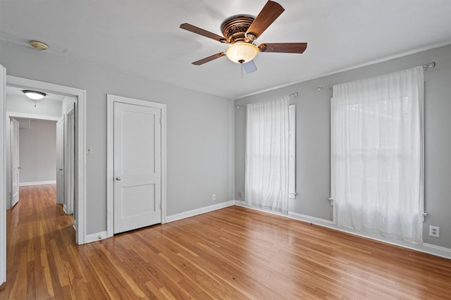 interior space featuring ceiling fan and hardwood / wood-style floors