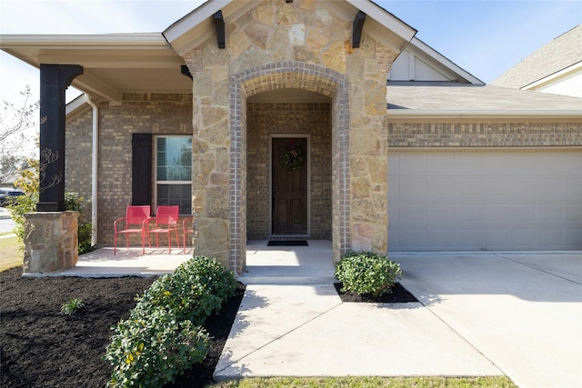 property entrance with a garage