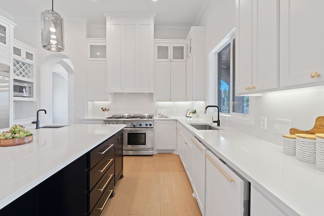 kitchen with a sink, appliances with stainless steel finishes, and light countertops
