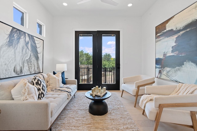 living room featuring light hardwood / wood-style flooring