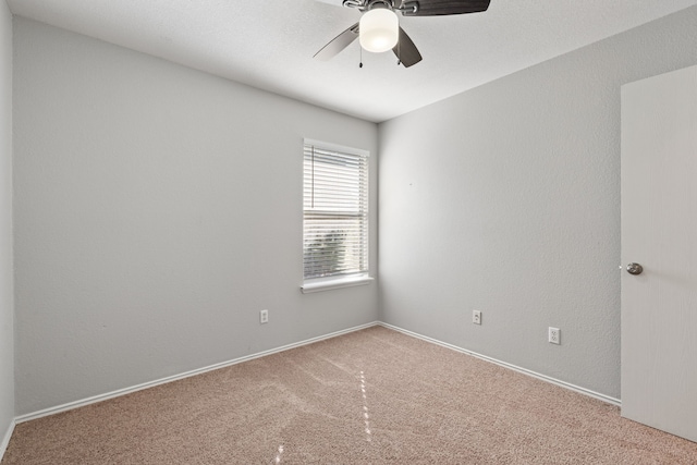 unfurnished room featuring ceiling fan and carpet flooring