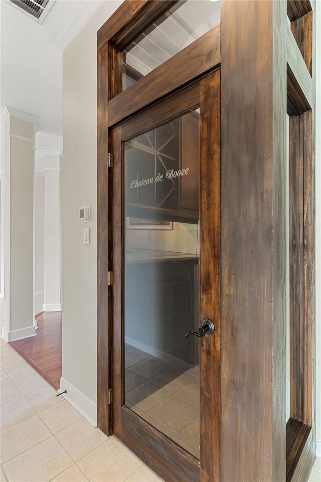 interior space featuring ornamental molding