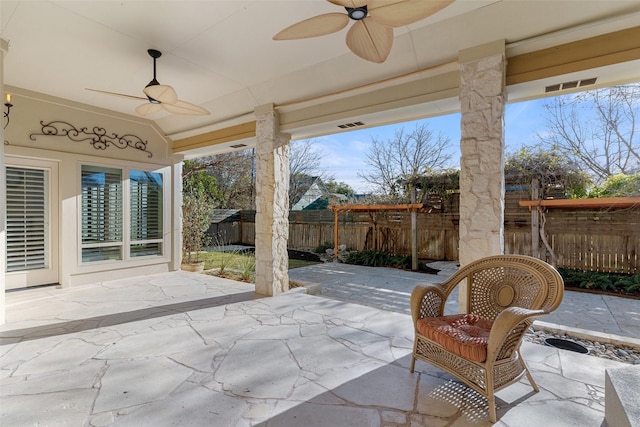 view of patio / terrace with ceiling fan