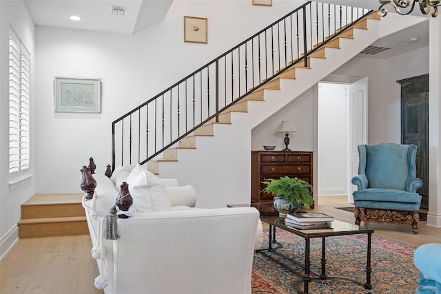 living room featuring light hardwood / wood-style floors