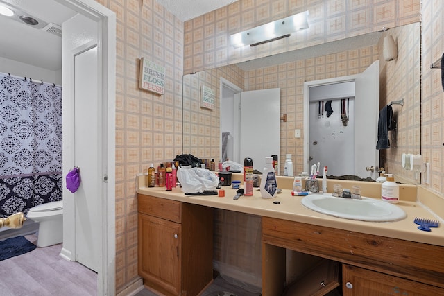 bathroom with toilet and vanity