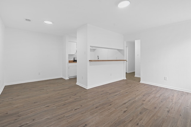 unfurnished living room featuring dark hardwood / wood-style floors