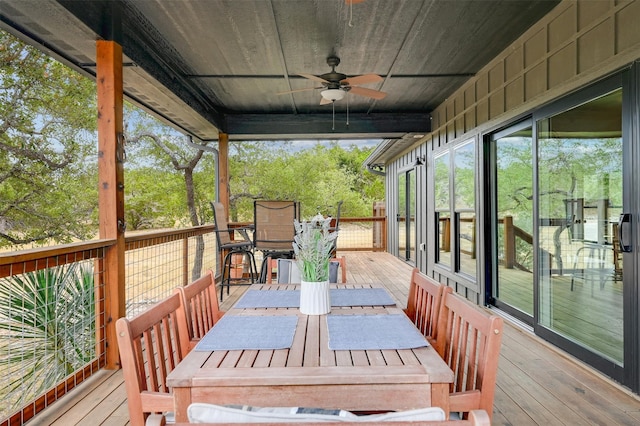 deck featuring ceiling fan