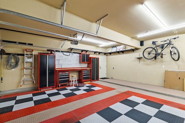 garage with a garage door opener