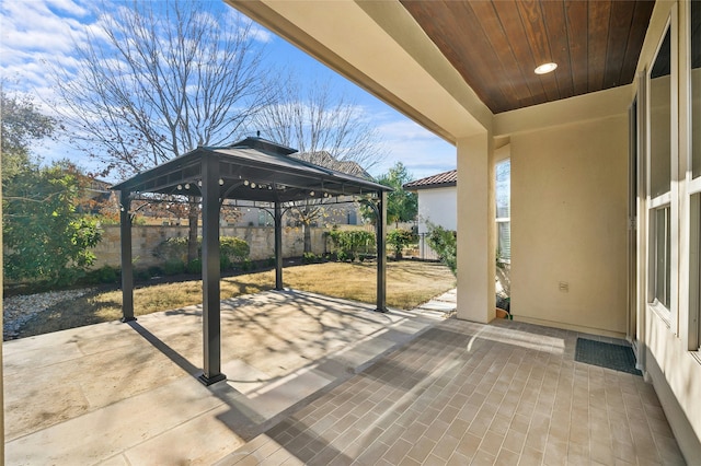 view of patio / terrace with a gazebo