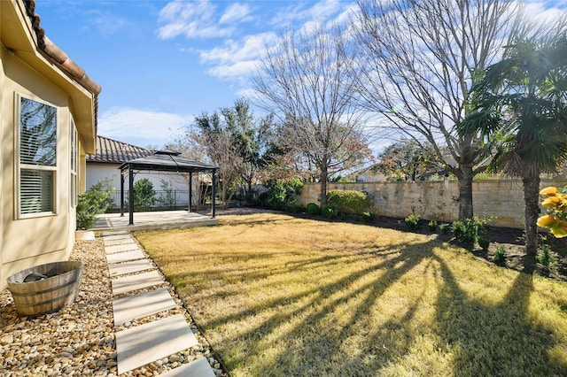 view of yard with a patio area and a gazebo