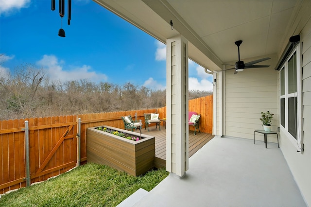 view of patio / terrace with ceiling fan