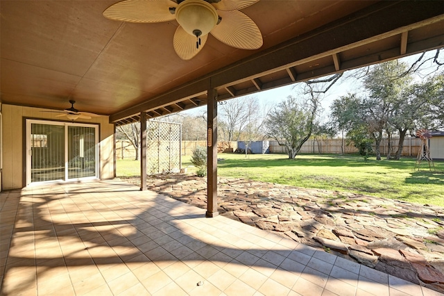 view of patio with ceiling fan