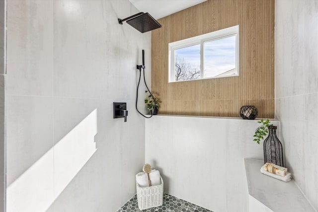 bathroom featuring a shower