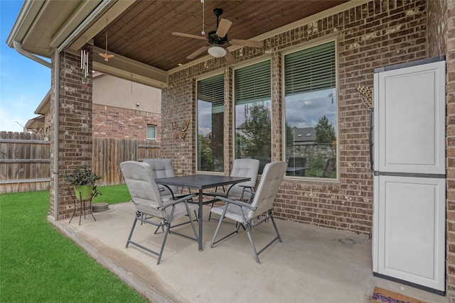 view of patio with ceiling fan