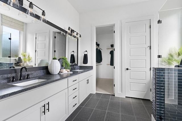 bathroom featuring vanity and tile patterned floors