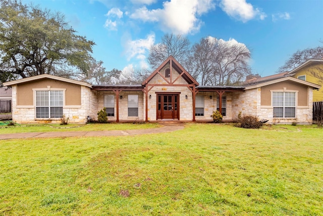 view of front of home with a front yard