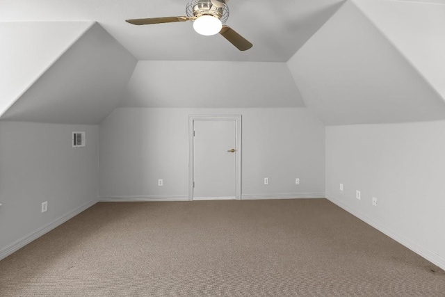 127 Roberts Cir, Georgetown, TX 78633 - bonus room with lofted ceiling, carpet, baseboards, and ceiling fan