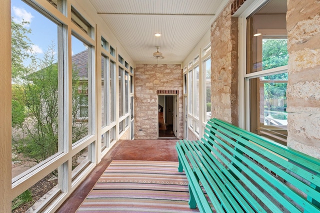 view of unfurnished sunroom