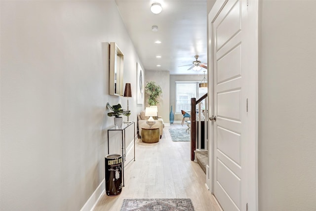 hall featuring light hardwood / wood-style floors