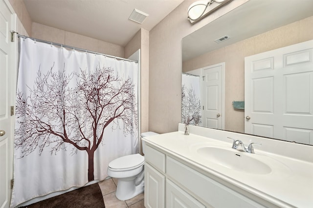 bathroom featuring tile patterned flooring, vanity, and toilet