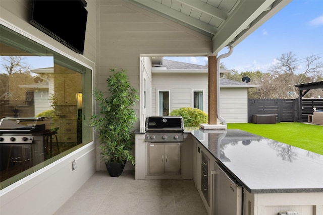 view of patio with a grill and area for grilling