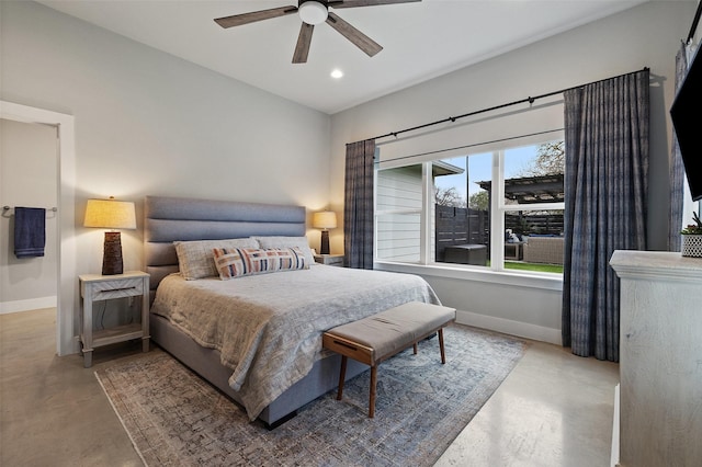 bedroom featuring ceiling fan