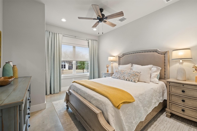 bedroom featuring ceiling fan