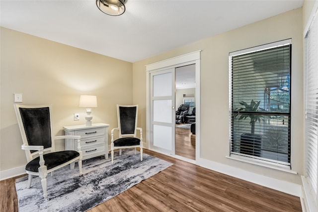 living area featuring hardwood / wood-style flooring