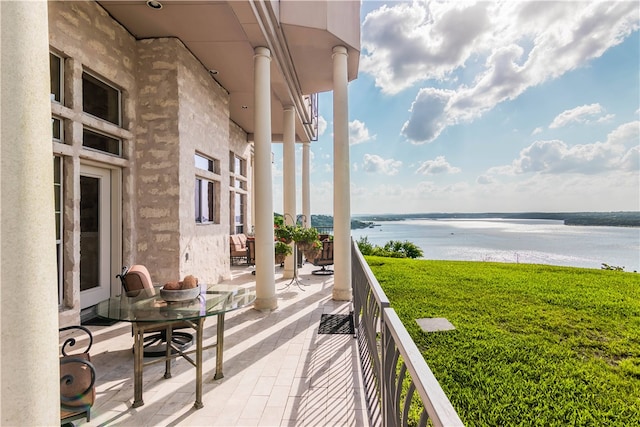 balcony with a water view
