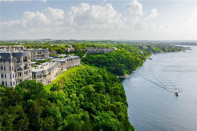 aerial view of a nearby body of water