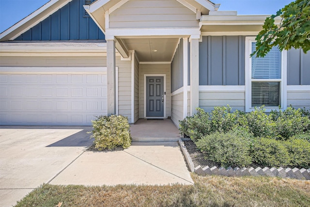 entrance to property with a garage