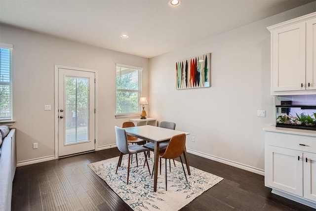 dining area featuring dark hardwood / wood-style flooring