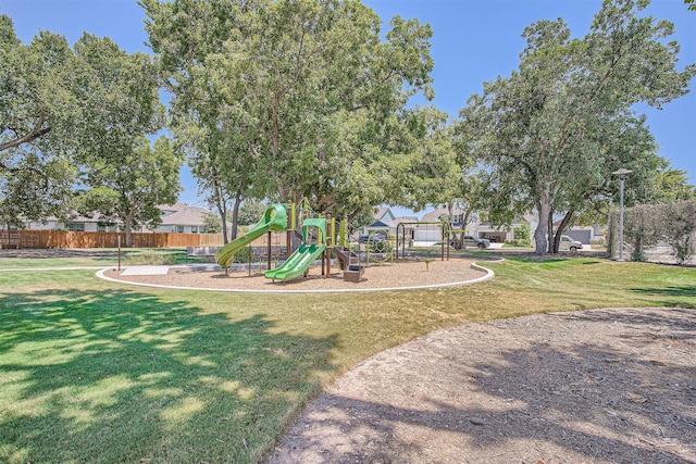 view of playground featuring a yard