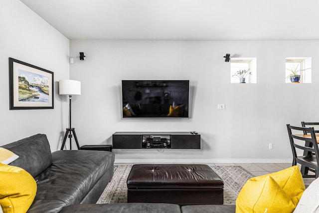 view of tiled living room